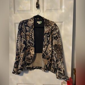 Coldwater Creek Black and Tan Paisley Blazer